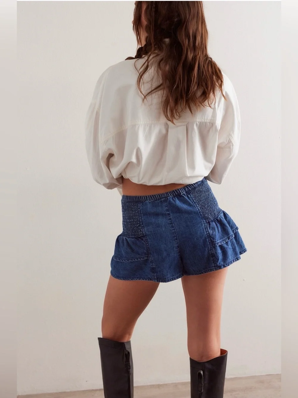 Free People We The Free Alani Pull-On Chambray Shorts Size XS